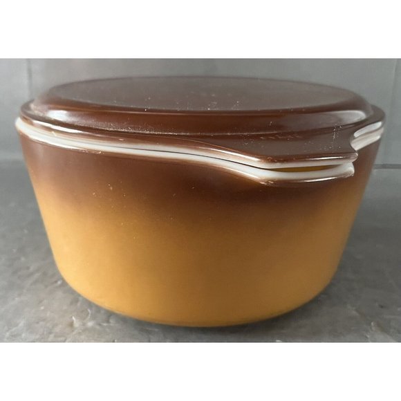Vintage Pyrex 474-B Brown & Gold Casserole Baking Dish & Lid 1.5 QT 474-B Boho - Picture 6 of 10